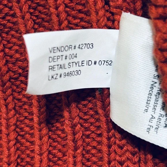 Eddie Bauer Men's‎ Cotton Sweater – Large Orange Ribbed Knit Fall Winter - Picture 6 of 9